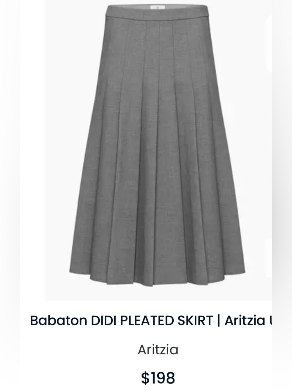 Aritzia Pleated Maxi Skirt in Gray